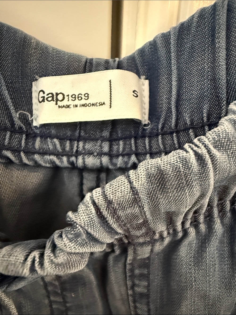 Light Blue Drawstring Denim-Style Joggers - Picture 3 of 6